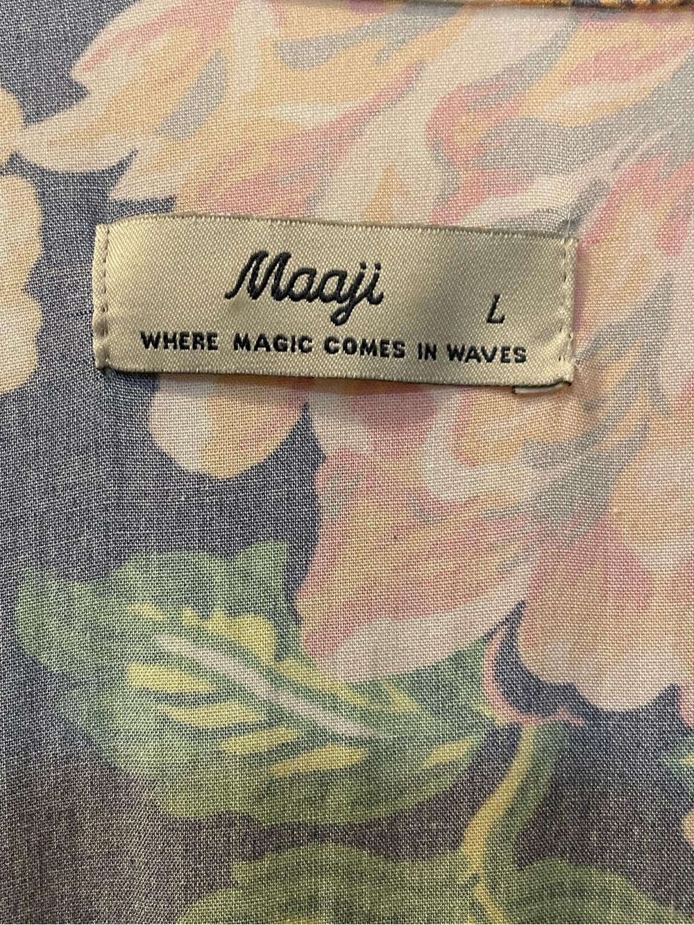 Maaji Navy Peony Lotus Maxi Kimono/ Beach Cover Up Dress Size L - Picture 9 of 9